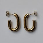 golden oval textured hoop