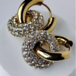golden crystal link earrings