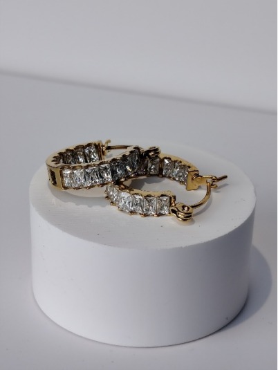 zirconia golden hoop huggie